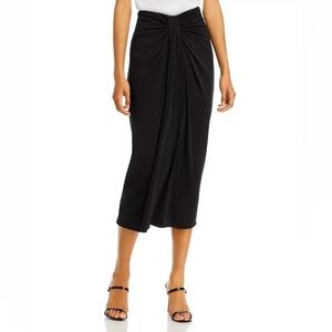 Cinq à Sept Women's Black Vallory Draped Jersey High Rise Midi Skirt Sz 12 $295
